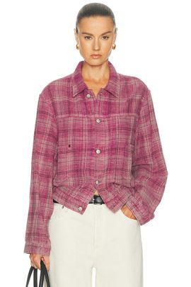 R13 R13 Relaxed Pleated Trucker Jacket