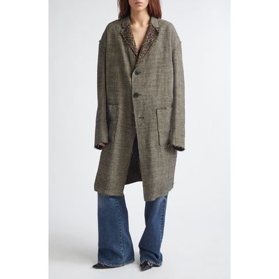 R13 R13 Reversible Raw Cut Linen & Virgin Wool Longline Jacket