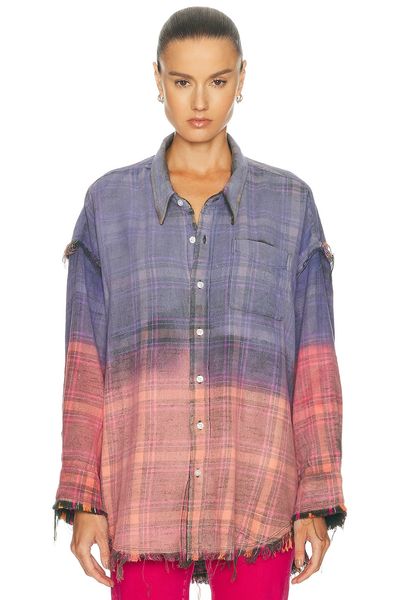 R13 R13 Reversible Shredded Seam Drop Neck Shirt