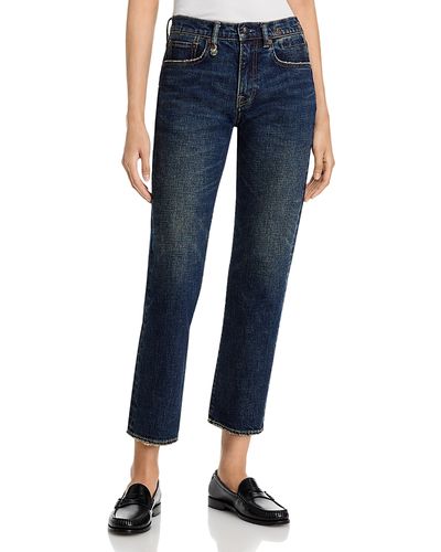 R13 R13 Romeo High Rise Straight Jeans in Hoyt Blue Stretch