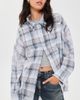 R13 R13 Shredded Seam Button Down Shirt Blue Bleached Plaid - 2