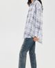 R13 R13 Shredded Seam Button Down Shirt Blue Bleached Plaid - 4