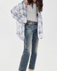 R13 R13 Shredded Seam Button Down Shirt Blue Bleached Plaid - 5