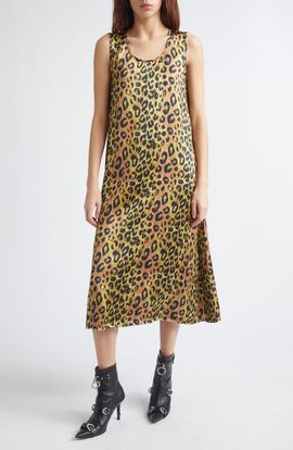 R13 R13 Sleeveless Leopard Print Midi Dress