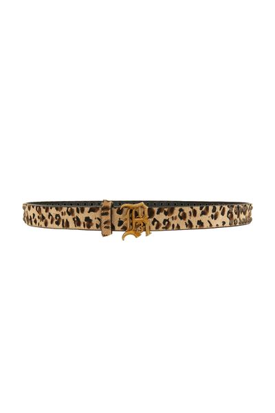R13 R13 Slim Logo Belt with Brass Dome Studs
