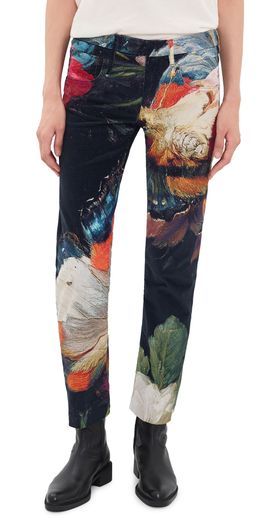 R13 R13 Tailored Boy Straight Trousers Multicolor On Black Butterfly