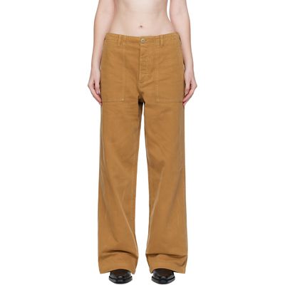 R13 R13 Tan Wide Leg Utility Trousers