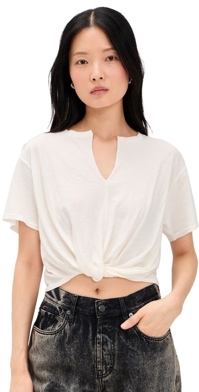 R13 R13 Twisted Front Tee Ecru