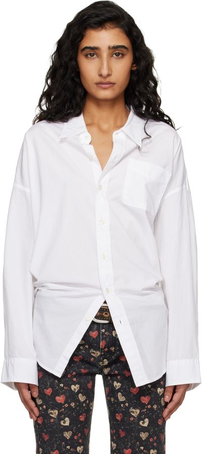 R13 R13 White Drop Neck Oxford Shirt
