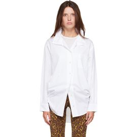 R13 R13 White Tall Collar Boyfriend Button Up Shirt