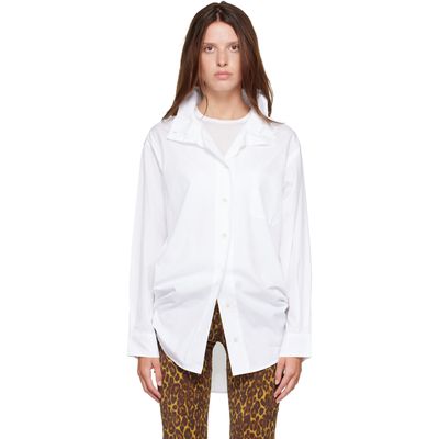 R13 R13 White Tall Collar Boyfriend Button Up Shirt