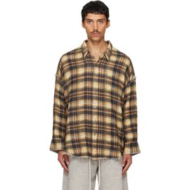 R13 R13 Yellow Shredded Seam Drop Neck Shirt