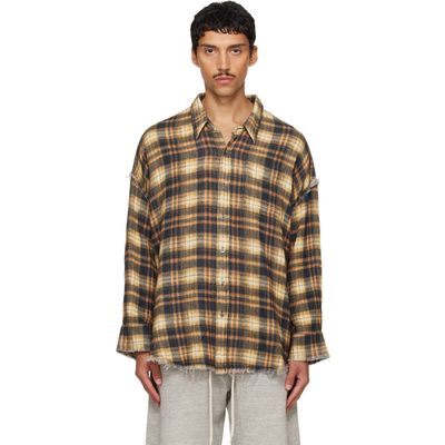 R13 R13 Yellow Shredded Seam Drop Neck Shirt