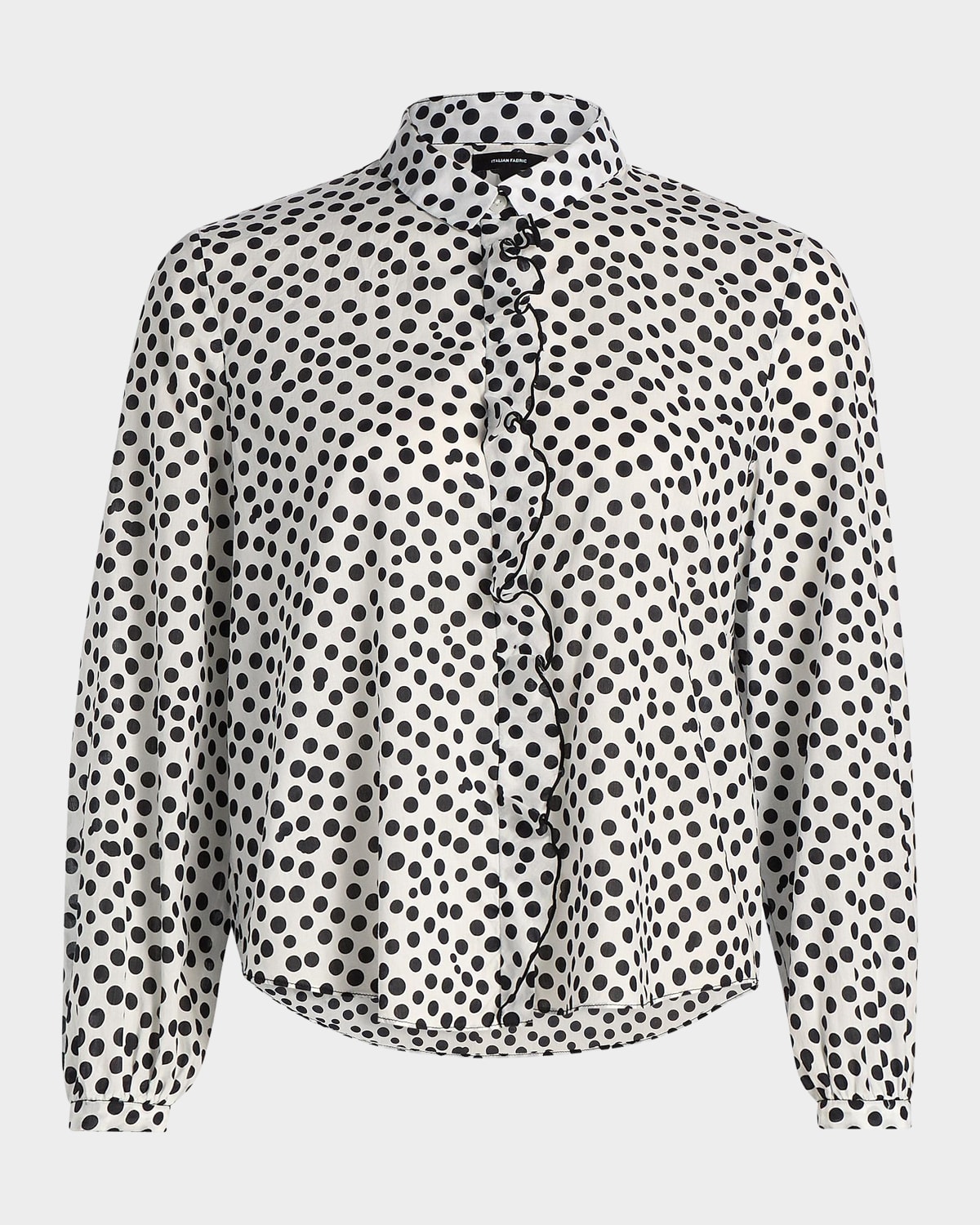 R13 Ruffled Polka Dot Cotton Blouse