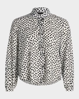 R13 Ruffled Polka Dot Cotton Blouse