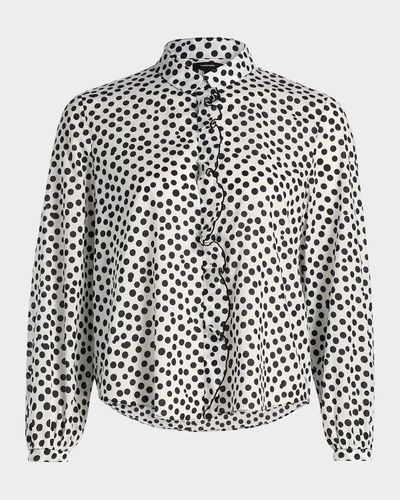 R13 Ruffled Polka Dot Cotton Blouse
