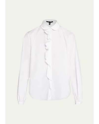 R13 Shrunken Ruffle-Trim Cotton Poplin Shirt