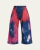 R13 Tie-Dye Cropped Wide-Leg Jeans - 1