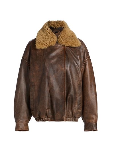 R13 Women's Leather Bomber Jacket