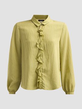 R13 Women's Pinstriped Ruffle Blouse