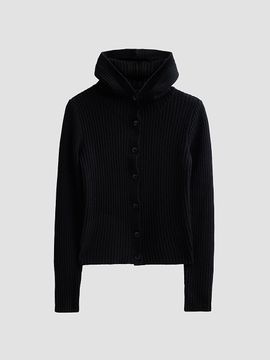 R13 Women's Ribbed Hooded Skinny Cardigan