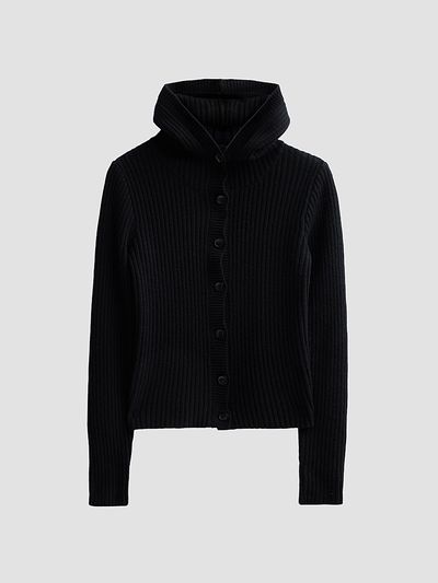 R13 Women's Ribbed Hooded Skinny Cardigan