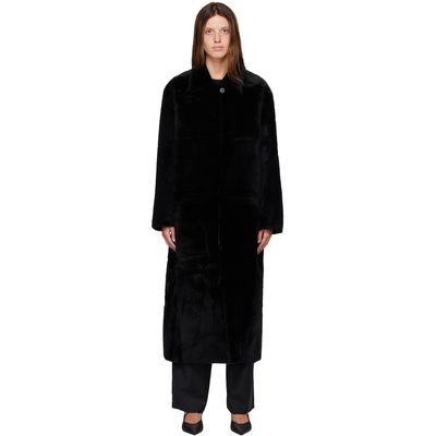 R2W R2W Black Naca Relaxed Fit Shearling Coat