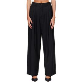 R2W R2W Black Orielle Wool Wide Tapered Trousers