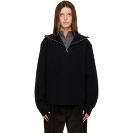 R2W R2W Black Paulo Wool Hairy Zip-Up Sweater