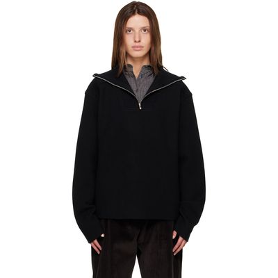 R2W R2W Black Paulo Wool Hairy Zip-Up Sweater