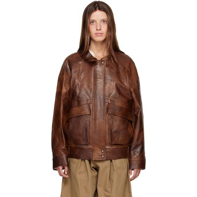R2W R2W Brown Billy Lambskin Leather Jacket