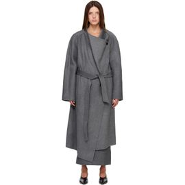 R2W R2W Gray Porin Draped Button Wool Cash Coat