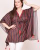 RAAS RAAS Floral Embroidered Stripe Drawstring Kaftan Top - 1