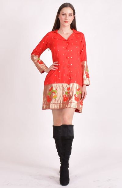 RAAS RAAS Jacquard Butti Silk Mini Blazer Dress