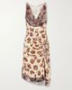 RABANNE Chainmail-embellished ruched floral-print satin mini dress - 1