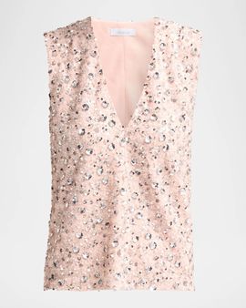 Rabanne Embellished V-Neck Top