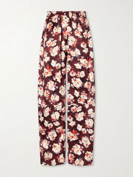 RABANNE Floral-print wide-leg silk pants