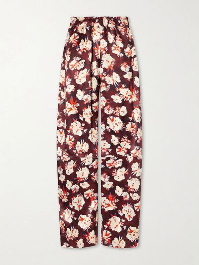 RABANNE Floral-print wide-leg silk pants