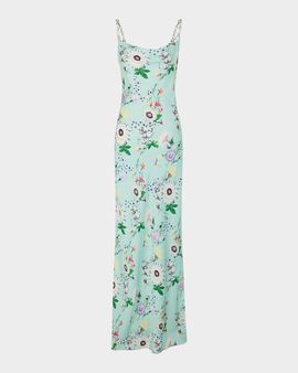 Rabanne Floral Cowl-Neck Chain-Strap Slip Gown