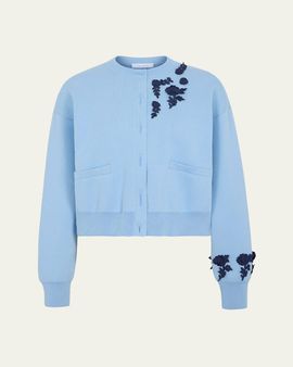 Rabanne Floral Embroidered Crewneck Cardigan