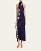 Rabanne Floral Embroidered Snap Draped Jersey Midi Dress - 2