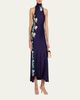 Rabanne Floral Embroidered Snap Draped Jersey Midi Dress - 4