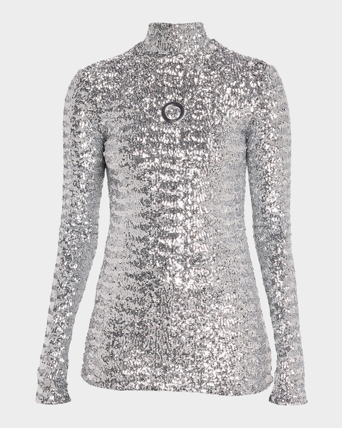 Rabanne Grommet Cutout Sequined Turtleneck Top