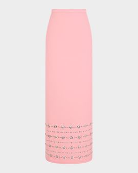 Rabanne Grommet Embellished Viscose Crepe Maxi Skirt