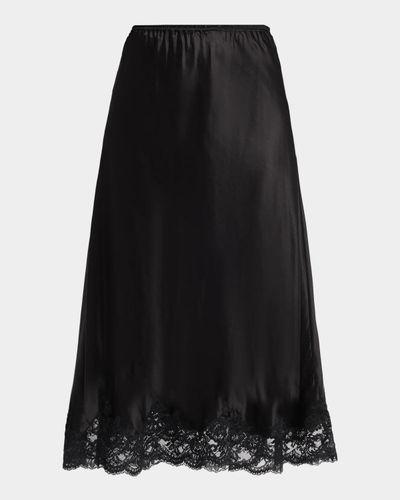 Rabanne Lace-Trim Satin Midi Skirt