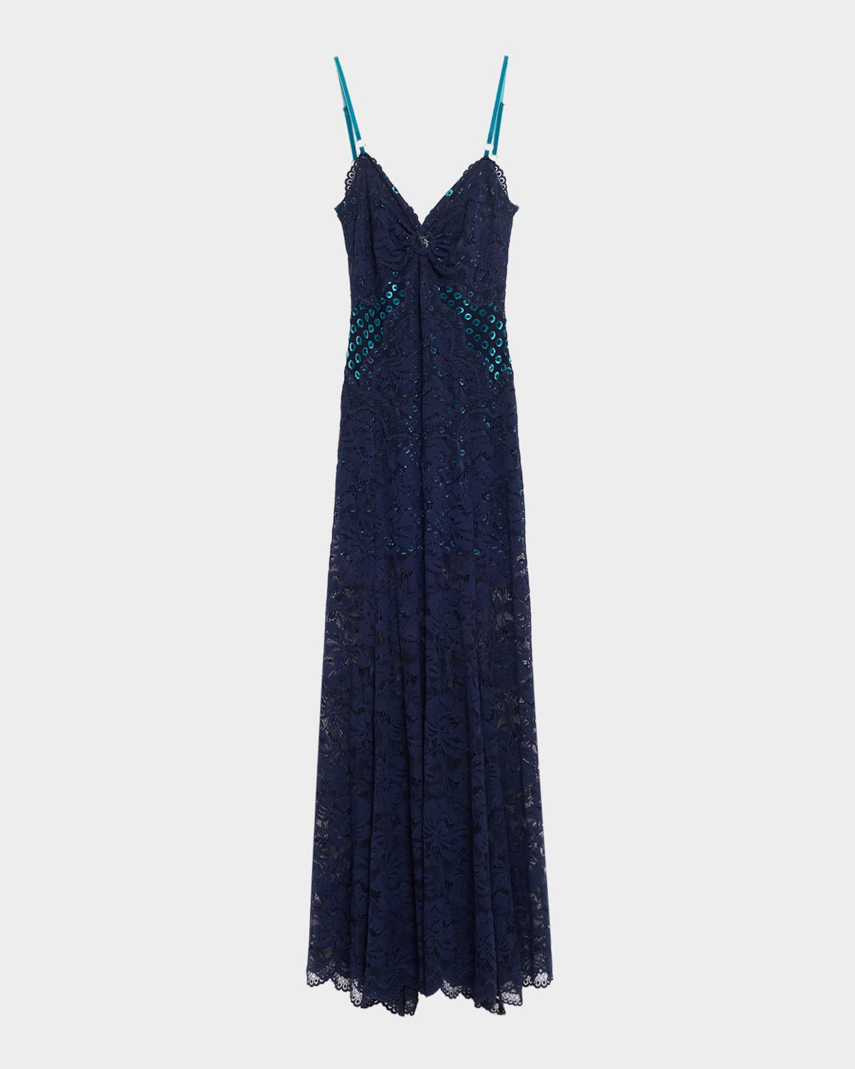 Rabanne Long Lace V-Neck Sleeveless Dress