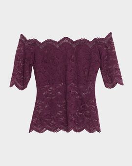 Rabanne Off-The-Shoulder Lace Elbow-Sleeve Top