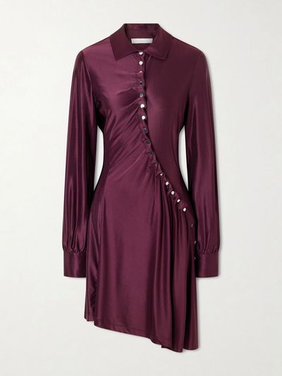 RABANNE Pleated jersey-satin mini dress