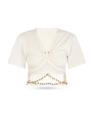 Rabanne Rabanne Bead Embellished Fringe Top