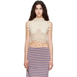Rabanne Rabanne Beige Handmade Sleeveless Top